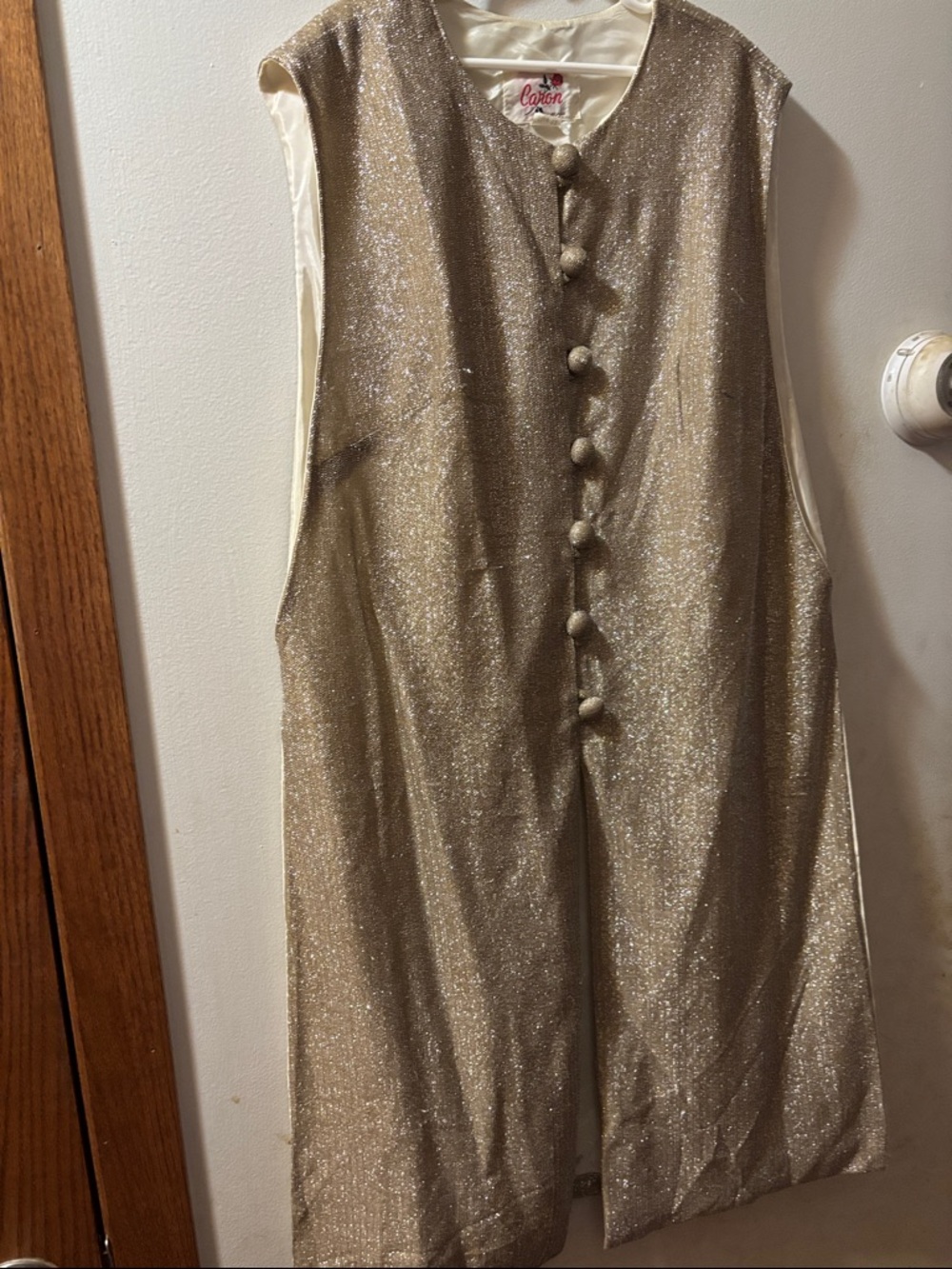 Carbon Gold Glitter Sleeveless Long Vest